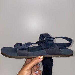 Chaco Low Down Outdoor Hiking Sandals in Blue and Orange Stripes